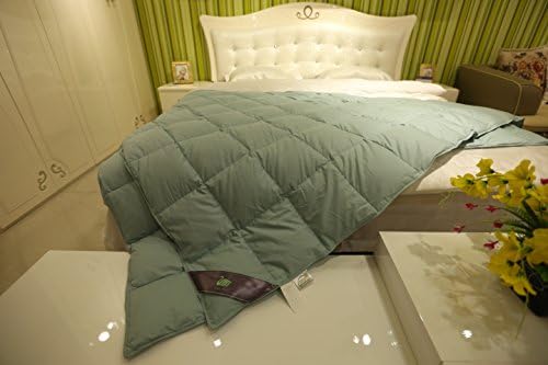 LUXURIOUS White GOOSE DOWN Winter Comforter/Duvet, Organic Cotton Downproof Cover, Light and Warm Edition (Baby Size, Lake Blue)