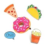 Onnea Enamel Metal Lapel Pin Badge Cute French Fries Coffee Pizza Donuts Sunshine Brooch Set