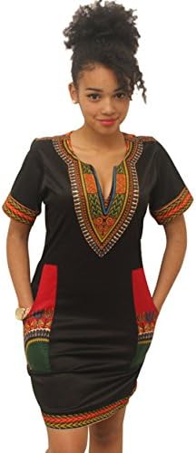 Oubaybay Women's Bohemian V Neck Vintage Printed Ethnic Style Summer Shift Dress