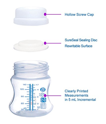 Maymom Wide-mouth Milk Storage Collection Bottle with SureSeal Sealing Disk; Can Replace Spectra S1 S2 Bottles;, 6 pc