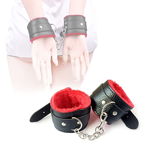 Adjustable Handcuffs Ankle Bracelets SM Adult Plush PU Leather Bondage  Fetish Handcuffs kit Cuff Restraint Set Sex Toy Handcuff Restraints Adult  Sex Toys Hoodies（Red） in Kenya
