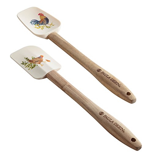 Paula Deen Tools Silicone Spatula/Spoonula Set, 2-Piece, Garden Rooster