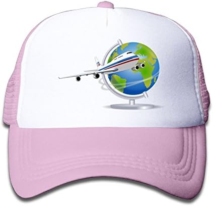 Qiop Nee Mesh Baseball Caps Adjustable Kids Hats Aeroplane Boeing-747 Earth Globe Unisex
