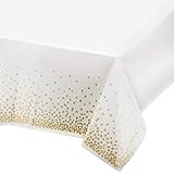 StarMar White and Gold Tablecloth Plastic for