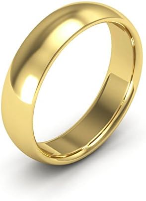 18K Yellow Gold men's and women's plain wedding bands 5mm comfort-fit