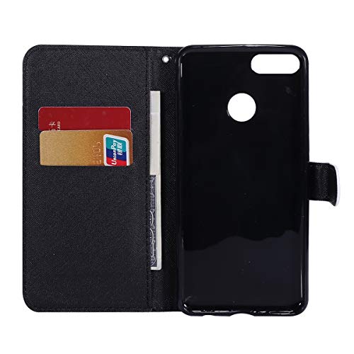 image for Herbests Compatible with Huawei Y9 2018 Wallet Case Cover Luxury 3D De