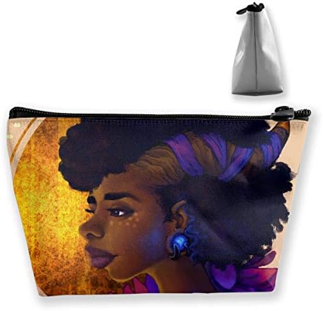 Black Art African American Women Tixing Trapezoid Travel Make-Up Bag Cosmetic Bags 7x12x22CM