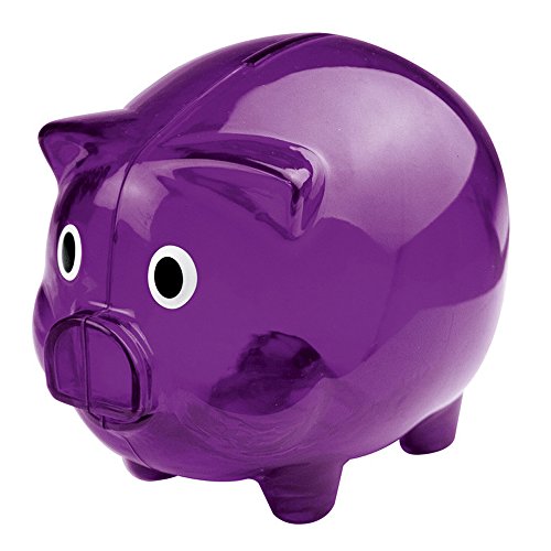 eBuyGB Transparent Plastic Piggy Bank / Money Box (Purple)