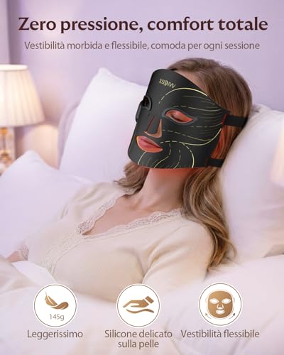 XSSNVV LED Face Mask with Red Light and Infrared 850nm, Multi-Color LED Facial Mask, Wireless and Rechargeable, Flexible Silicone for Home Skin Care NVV03