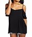ZANZEA Womens Cold Shoulder Tops Sexy Casual Summer T Shirt Tee Short Ruffle Sleeve Spaghetti Strap Blouses Black US 6