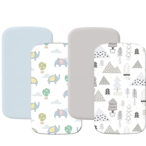 Bassinet Sheets 4 Pack Blue Grey Forest