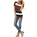 Moilant Women Stripe Loose T Shirt Round Neck Short Sleeve Top Casual Loose Blouse Coffeethumb 2