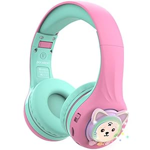 Riwbox Baosilon CB-7S Kids Headphones Wireless/Wired with Mic, Light Up Bluetooth Foldable Headphones Over Ear Volume…