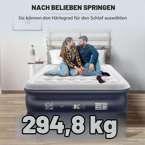 Luftmatratze 2 Personen, Luftmatratze Selbstaufblasend mit Integrierter Pumpe, Luftbett Selbstaufblasend in 3 Minuten, Aufblasbare Matratze für Camping & Heimgebrauch 193x137x46cm