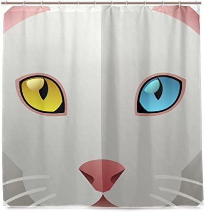 SAVSV Shower Curtains Different Pussy Color Cat Printed Polyester Fabric Mildew Resistant Waterproof for Bathroom Showers and Bathtubs,12 Hooks 72x72 Inch