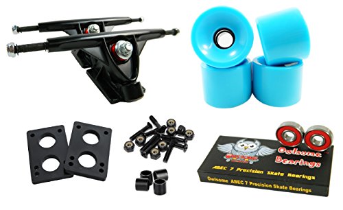 Longboard 180mm Trucks + 70mm Wheels + Bearings Combo SET (Solid / Orange / Black