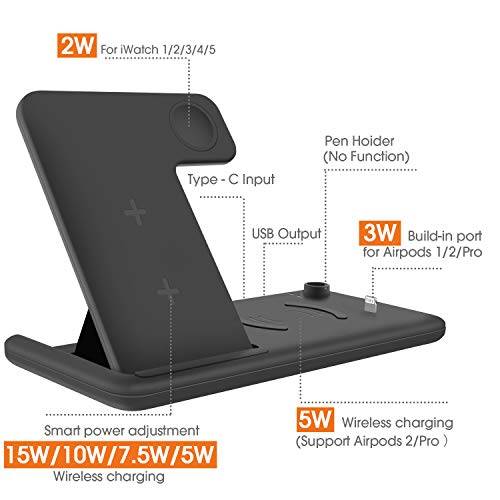 ایگرد | قیمت و خرید Xoopar Wireless Charger Stand for Apple Watch 5/6  Airpods Pro, Qi Fast Wireless Charger, 4 in 1 Charging Dock Station  Compatible with iPhone 11 12 Pro Max