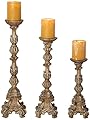 Kensington Hill Exotic Carved Pillar Candle Holders - Set of 3
