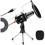 TONOR PC Microphone USB Computer Condenser Studio Mic Plug &amp; Play with Tripod Stand &amp; Pop Filter for Chatting/Skype/Youtube/Recording/Gaming/Podcasting for iMAC PC Laptop Desktop Windows Computer