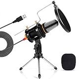 TONOR PC Microphone USB Computer Condenser Studio Mic Plug & Play with Tripod Stand & Pop Filter for Chatting/Skype/YouTube/Recording/Gaming/Podcasting for iMac PC Laptop Desktop Windows Computer