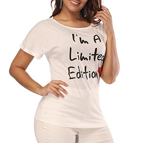 Click Here to See More Images NREALY Women Summer Solid Letter Print Short Sleeve Tunic Tops Blouse T-Shirt Tee