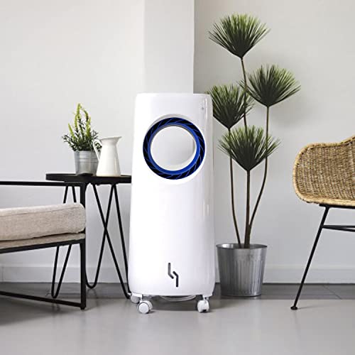 Evaporative Portable Air Cooler Tower Fan With Ice Packs, 3 Speeds, Low