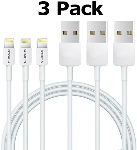 Lightning Cable,Gtopin 3 Pack 3.3ft/1m 2.4A Fastest Charger Cable Cord Charging Cable for iPhone 7 6S 6 6S Plus SE 5S 5C 5,iPad Pro/iPad Air/mini 4/3/2,iPod,iPhone 6 Cable Cord 8 Pin to USB Data Cord