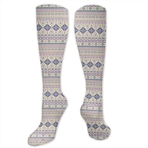 Personalized Compression Socks，Tiger Skin With Stripes And Warm Toned Background Motifs From African Culture，Best Medical,for Running,Hiking，Varicose Veins，Circulation & Recovery