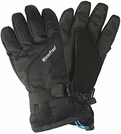 WinterProof Men's Waterproof Windproof Insulated Ski Gloves - Black - L