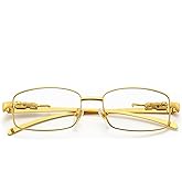 Narrow Rimless Square Gold Plated Metal Wire Frames Vintage Small Unisex Trendy 90’s Hip Hop Retro Luxury Leopard Arms Full Frame Glasses Rectangle Designer Clear Lens Eye Glasses For Men And Women