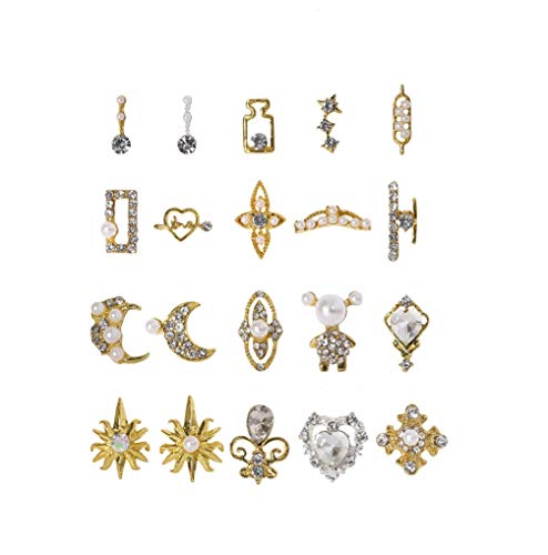 3D Rhinestones for Nails, 20 Pcs Luxury Nail Art Rhinestones Charms Crystals Diamonds Gold Metal Gem Stones for DIY Nail Art Beauty Design, Nail Decoration Craft 1 3D Rhinestones for Nails, 20 Pcs Luxury Nail Art Rhinestones Charms Crystals Diamonds Gold Metal Gem Stones for DIY Nail Art Beauty Design, Nail Decoration Craft