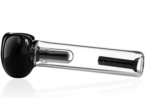 PUFF LABS 5.5 Inch Black Spoon Made From Thick Durable German Glass Monsoon Perc PUFF LABS 5.5 Inch Black Spoon Made From Thick Durable German Glass Monsoon Perc