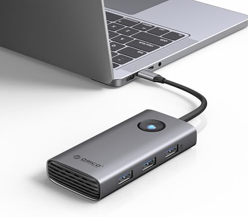 Station d'accueil, 6 en 1 Hub USB C avec HDMI 4K@30Hz, PD 100 W, 4 Ports USB 5Gbps, Adaptateur USB C vers USB 3.0 Compatible avec MacBook Pro Air XPS HP