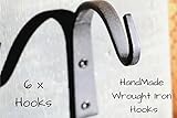Wrought Iron Hooks Wrought Hooks Hanger Wrought Iron hooks for Lantern Wrought Iron Hooks for Coat Wrought Iron Hooks Rustic Wrought Iron Hooks for Hanging Wrought Iron Hooks Vintage- 6 Hooks!