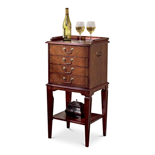 Butler Hardwick 4-Drawer Cherry Silver Chest, Wood End Table for Bedroom, Living Room, Hallway, 14" D x 18" W x 36" H