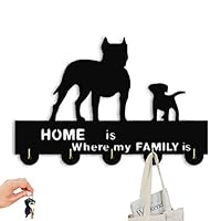 American Pit Bull Terrier Key Hooks-Unque Dog Decor Wall Hooks,Wall Décor,Wood Coat Hooks, Key Holder,Key Hanger for Wall、Entryway and Kitchen-11.8×7.8Inch Black Wooden Heavy Duty 20LB(Max)