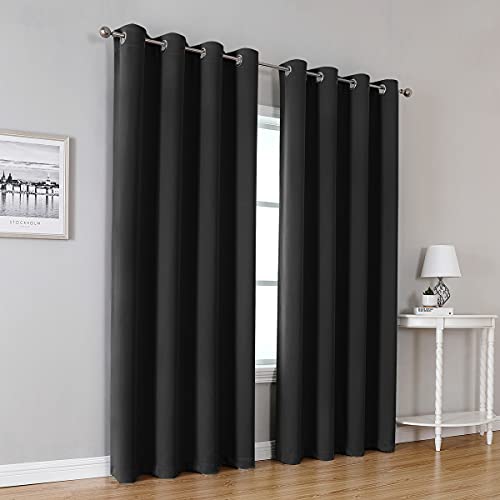 Arabest Blackout Curtain - 2 Piece Thermal Insulated Grommet Blackout Curtain Panel for Bedroom,Living Room (Black, 140 x 240 cm)