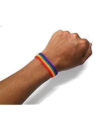 Pulsera hecha a mano de algodón trenzado con cordón arcoíris para hombre y mujer