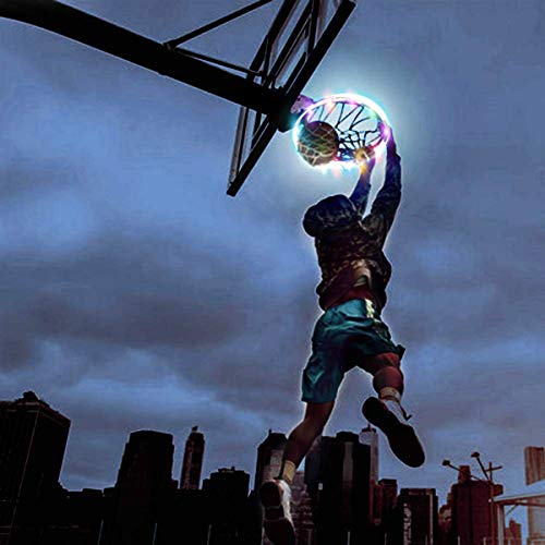 LED Basketball Hoop Lighting Swish Sensor-Activated Basketball Rim Light Up Glow In Dark Basketball Net Accessories Perfect for Outdoor Basketball Hoop Night Light, Fit for NBA Standard Size -- 4.9ft