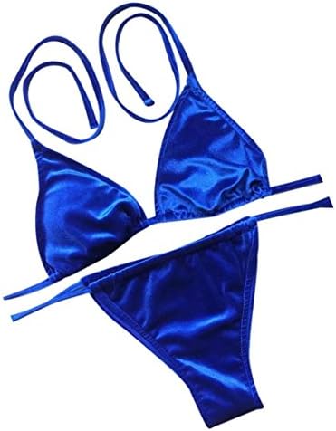 Orlando Johanson New Women Ladies One Piece Swimsuit Beach Bra Vintage Bikini Split Swimsuit Beach Swimwear Tops Bra (S, Blue) Comfortable