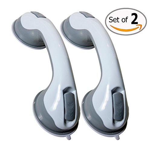 Shower Handle Bar Offers Safe Grip with Strong Hold Suction Cup for Safety Grab in Bathroom ,Tub , Shower , Toilet Handrail Bath Aids to Assist Elderlies and Toddlers. (11.5 '') Set of 2