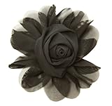 Black Chiffon Rosette Hair Clip - 4