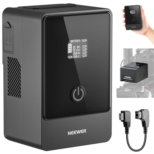 NEEWER V Mount Akku PS099E Battery mit Typ C Kabel, 6800mAh 99Wh 14,5V Mini V Lock mit OLED Display, Schnellladung 65W PD USB C, D Tap/BP/USB A/DC Aus