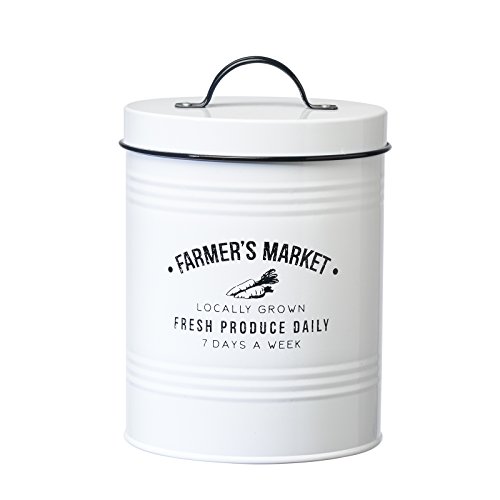 Click Here to See More Images Amici Home, A7CDI027R, Farmers Market Fresh Produce Daily Metal Storage Canister, Food Safe, Push Top Lid, 76 Ounces
