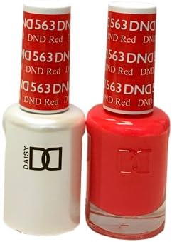 DND Daisy Duo Soak off Gel and Matching Nail Polish - 2016 Collection + Buy 2 colors get 1 FREE airbrush Stencil - (563 - DND RED)