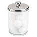 iDesign Gina Plastic Bathroom Vanity Canister with Lid for Cotton Balls, Swabs, Cosmetic Pads, Candy, 3.25