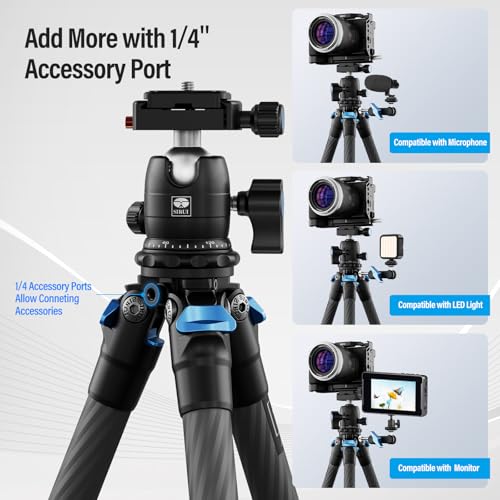 SIRUI AM-223 Mini Tripod Portable Compact Carbon Fiber Travel tripod Desktop Tripod with 360 Degree B-00K Ball Head and Arca Swiss Quick Release Plate, Loads up 15KG