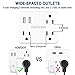 Wall Outlet Extender Power Strip with 5 Charging Ports, Flat Plug Extender Non Cords Non Surge Protection, Travel Adapter for Home and Cruise Line by Homder