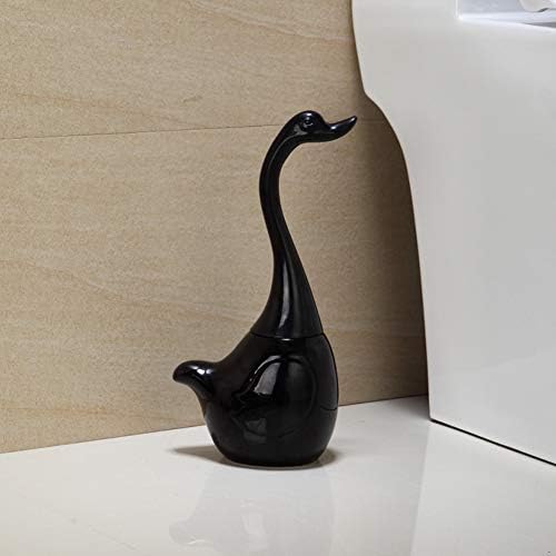 Zhoushuai Swan Toilet Brush And Holder, Bathroom Soft Bristled Detachable Toilet Bowl Brush Set With Long Handle Full-Closed And Ceramic Base Cleaning Brush Accessories,Black [Energy Class A]