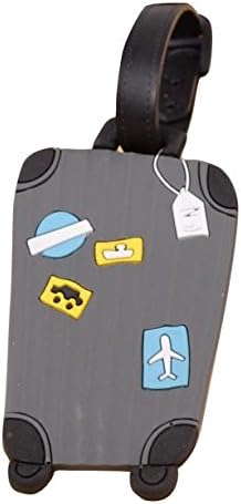 Luggage Tags, Gaxuvi New Suitcase Luggage Tags ID Address Holder Silicone Identifier Label (Gray)